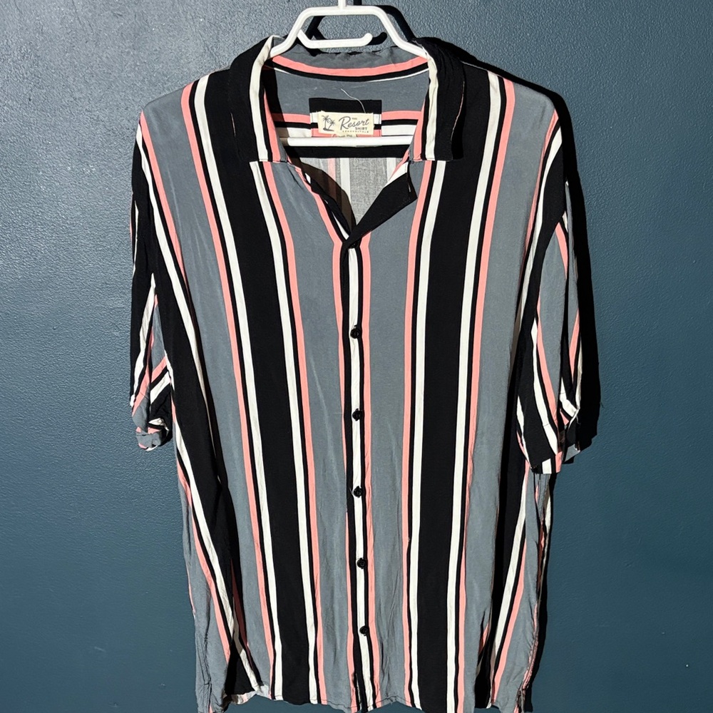 Aeropostale the Resort Black and Pink Striped Shirt
